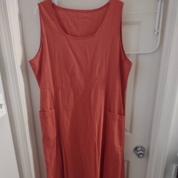 NEW Women's 2X linen-feel maxi dress - sleeveless w/pockets - Picture 1 of 3